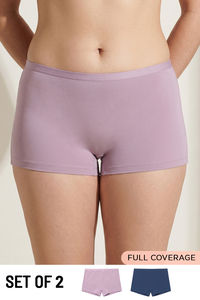 Zivame Medium Rise Full Coverage Boyshorts (Pack of 2) - Multicolor — thumbnail 1